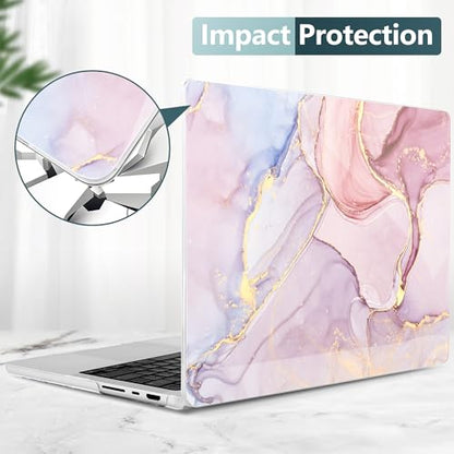 DONGKE Case for MacBook Pro 14 Inch (2026-2021 Release, M5 M4 M3 M2 M1 Pro/Max Chip), Plastic Slim Hard Shell Protective Cover with Keyboard Cover & Screen Protector, Pink Marble - color: Marble X256