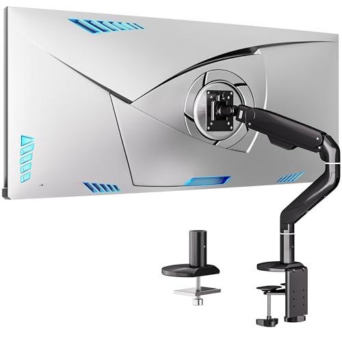BIZUM Heavy Aluminum Monitor Stand 17 to 43 Inch Monitor Arm, Adjustable-Monitor Mount up to 33lbs with Clamp and Grommet Base, VESA 75x75/100x100mm Black - color: Black