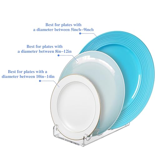Domensi 2 Pcs Acrylic 3 Tier Plate Stands for Display Clear Dinnerware China Display Dish Stand Organizer Plate Racks for China Place Setting Holder for Plates Platters