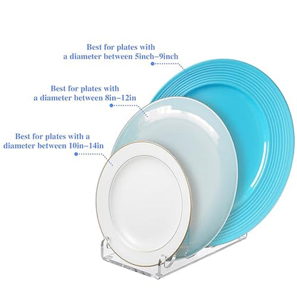 Domensi 2 Pcs Acrylic 3 Tier Plate Stands for Display Clear Dinnerware China Display Dish Stand Organizer Plate Racks for China Place Setting Holder for Plates Platters