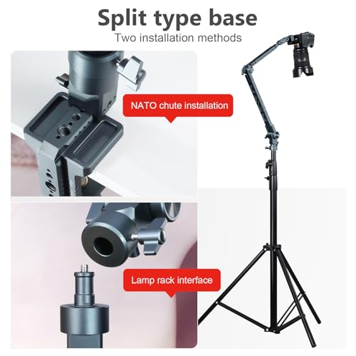 Metal Magic Arm Camera Stand, Gooseneck 360 ° rotating bracket，Flexible adjustment，5KG/11lb Load Capacity，Compatible with Phone/iPad Stand, Suitable for Kitchen/Bedside/Desk Video and Photog