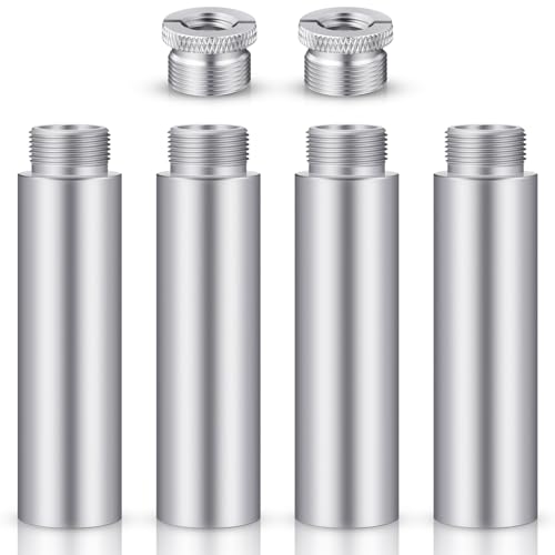 Weewooday 4 Pieces Mic Stand Extension Tube 5/8 Inch Microphone Extension Pipe Aluminium Alloy Stand Extenders Screw Boom Tubes with 2 Metal Adapters(Sliver) - color: Sliver