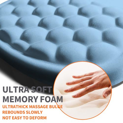 Ergonomic Joint Wrist Support Mouse Pad with Memory Foam Cushion Massage Bump, Carpal Tunnel Pain Relief Mousepad Slope Design for Wrist Rest, 11.8x7.9 in, LightSkyBlue - color: LightSkyBlue