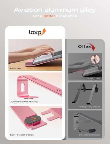 LOXP Laptop Stand for Desk, Laptop Stand with Wrist Support, Ergonomic Detachable Laptop Riser, Mount, Holder Notebook Computer Stand for MacBook Air Pro, HP, Dell, XPS, HP (10-17") Laptops - Pink - color: Pink