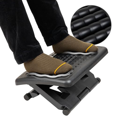 Mind Reader Adjustable Height Ergonomic Foot Rest with Massage Rollers, Black - size: Massager Foot Rest
