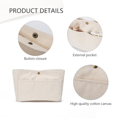 YONEBN waterproof Storage Bag Lightweight Large Capacity nylon Bag Inner Bag Handbag Organizer - color: Canvas/Beige