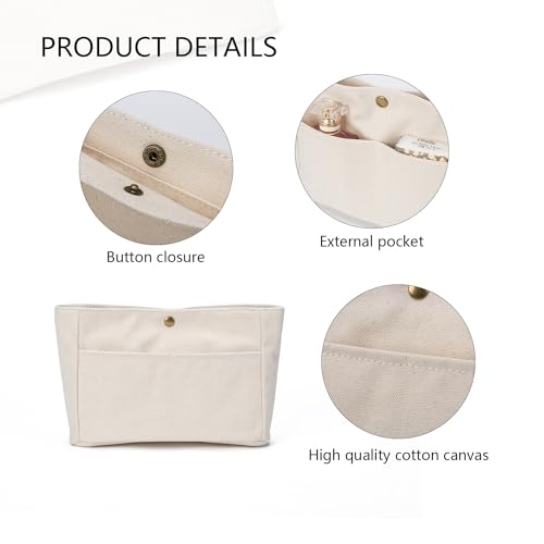 YONEBN waterproof Storage Bag Lightweight Large Capacity nylon Bag Inner Bag Handbag Organizer - color: Canvas/Black