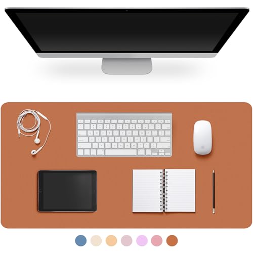 Leather Desk Pad Protector,Non-Slip Desk Pad,on-Slip PU Leather Large Mouse Pad,Easy Clean Desk Protecor Mat,Writing Pad for Office Work/Home/Decor(Brown, 31.5" x 15.7") - color: Brown, size: 31.5" x 15.7"