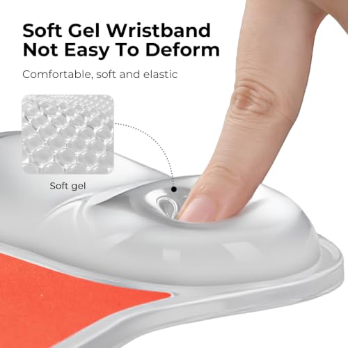 EooCoo Ergonomic Washable Mouse Pad with Gel Wrist Rest Support | Middle Concave Design, Relieve Wrist Pain, Non-Slip Base, Office Desk Accessories - color: Transparent Orange
