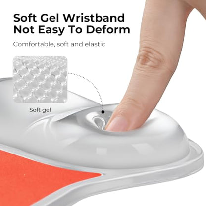 EooCoo Ergonomic Washable Mouse Pad with Gel Wrist Rest Support | Middle Concave Design, Relieve Wrist Pain, Non-Slip Base, Office Desk Accessories - color: Transparent Orange