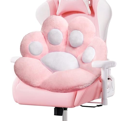 DOBUONO Cat Paw Cushion Kawaii Office Desk Chair Cushion Comfy Plush Cat Paw Shape Gaming Chair Cushion Bear Cute Seat Cushion for Girl, Kawaii Room Bedroom Decorate 28"x 24" (Pink) - color: Pink-1