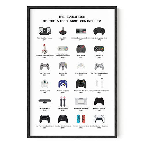 HAUS AND HUES Video Game Poster - Gamer Wall Decor for Boys Bedroom Posters, Video Game Room Decor for Teen Boys, Gaming Wall Art for Gamer Room Decor (Black Frame, 24x36) - color: Controller, size: 24"L x 36"W, style: Black Framed