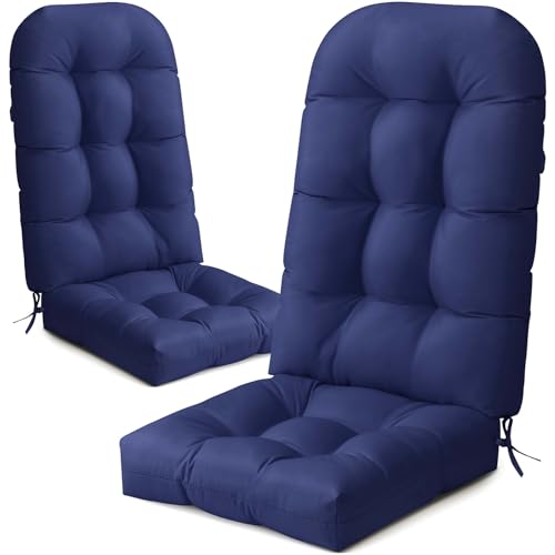 Crestlive 50x20x4 Inch Adirondack Chair Cushions Set of 2, Rocking Chair Cushions, Thickened High Back Patio Chair Pad for Indoor&Outdoor, Water Resistant Cushions for Adirondack Chair, Navy - color: Navy Blue, size: 2