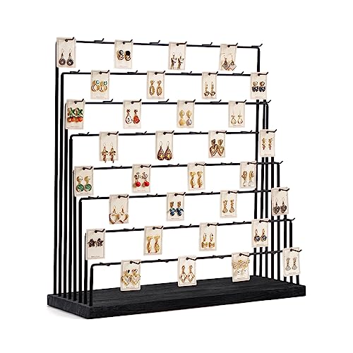 DGWJSU Earring Display Stands for Selling, Earring Rack Display Holder Stand, Jewelry Display for Selling Earring Cards, Bracelets, Hair Accessories, Rings, Necklaces (Black Wood, Large Size) - color: Black Wood, size: Large Size
