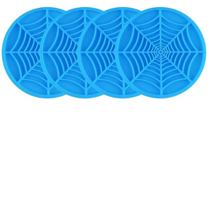 Alpmosn 4PCS Spider Web Car Cup Holders, Halloween Non-Slip Silicone Insert Coasters, Automotive Cupholder Goth Accessories for Men & Women (Blue) - color: Blue