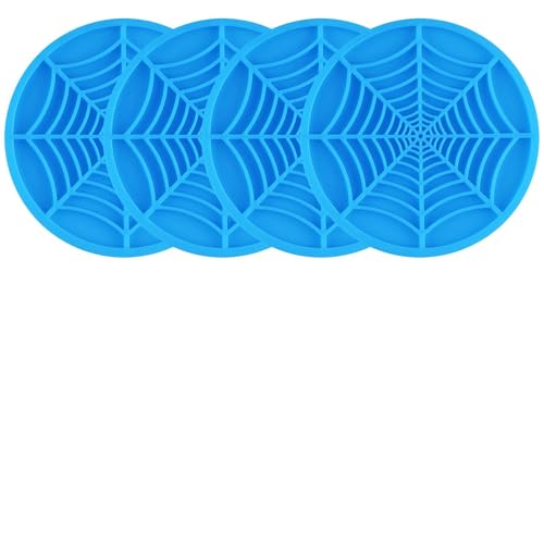 Alpmosn 4PCS Spider Web Car Cup Holders, Halloween Non-Slip Silicone Insert Coasters, Automotive Cupholder Goth Accessories for Men & Women (Blue) - color: Blue