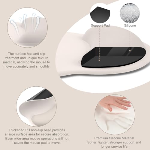 MOSISO Wrist Rest for Keyboard Mouse Pad Set, Large Gaming Deskpad&Circle Curved Mousepad&Keyboard Wrist Rest&Coaster, Ergonomic Non-Slip Mousepad&Easy Typing Pad with Silicone Lining, Stone Gray - color: Stone Gray