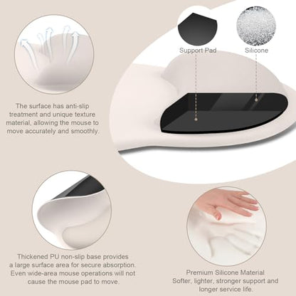 MOSISO Wrist Rest for Keyboard Mouse Pad Set, Large Gaming Deskpad&Circle Curved Mousepad&Keyboard Wrist Rest&Coaster, Ergonomic Non-Slip Mousepad&Easy Typing Pad with Silicone Lining, Stone Gray - color: Stone Gray