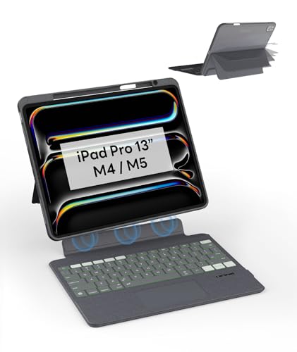 EIP Keyboard Case for iPad Pro 13 inch M5 (2025) / M4, Magnetic Detachable Keyboard with Patented Stylus Shortcuts, Adjustable Stand, Seven-Color Backlit [Not for Pro 12.9” 3-6th] [Not for Air 13”]. - color: Black, size: iPad Pro 13" M5/M4