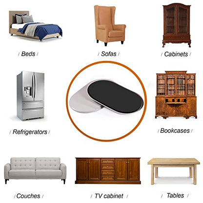 Large Furniture Sliders for Carpet & Hardwood Floors, 8 PCS 9-1/2" x 5-3/4" Oval Reusable Heavy Duty Furniture Movers Sliders, Easily and Safely Move Any Item, Beige - size: 9-1/2 inch x 5-3/4 inch 8 PCS (Oval)