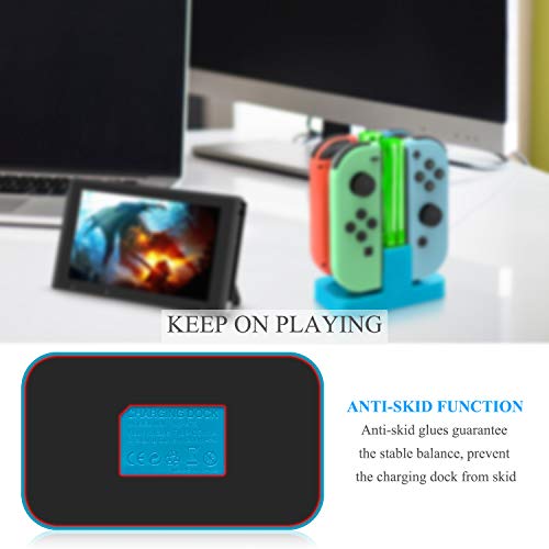 FastSnail Charging Dock Compatible with Nintendo Switch for Joy Con & OLED Model Controller with Lamppost LED Indication, Charger Stand Station Compatible with Joy Cons with Charging Cable (Blue) - color: Neon Blue, size: 6.2/7.0 inch