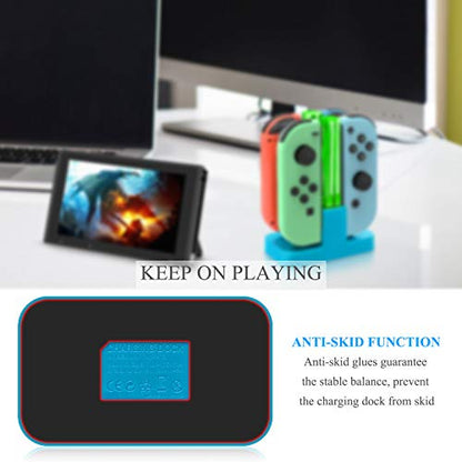 FastSnail Charging Dock Compatible with Nintendo Switch for Joy Con & OLED Model Controller with Lamppost LED Indication, Charger Stand Station Compatible with Joy Cons with Charging Cable (Blue) - color: Neon Blue, size: 6.2/7.0 inch