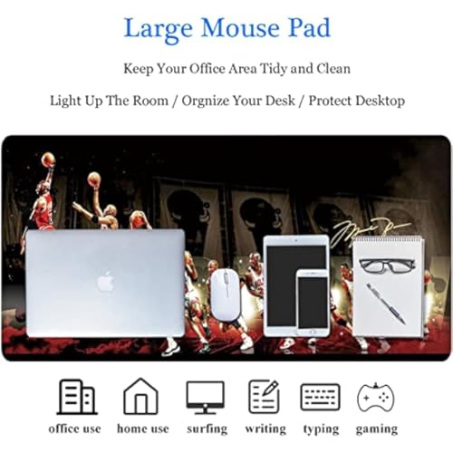 31.5x11.8 Inch Non-Slip Long Extended Large Gaming Mouse Pad with Stitched Edges XL Laptops Keyboard Mouse Mat - color: MJ Dunk
