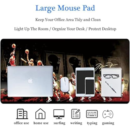 31.5x11.8 Inch Non-Slip Long Extended Large Gaming Mouse Pad with Stitched Edges XL Laptops Keyboard Mouse Mat - color: MJ Dunk