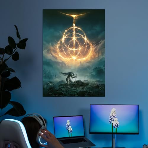 Displate Metal Poster ELDEN RING Wall Art L | Wall-safe magnetic mounting, no drilling or tools. Easy to mount, artwork, wall decor home living room, bedrooms, offices. - size: 26.6"L x 18.9"W