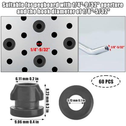AccEncyc Pegboard Hook Locks 60Pcs Pegboard Locks for Stopping Hooks from Falling Off Pegboard Hooks Accessories Fits for 1/4"-9/32" Hole & 1/8"-5/32" Hook Diameter - size: 60Pcs