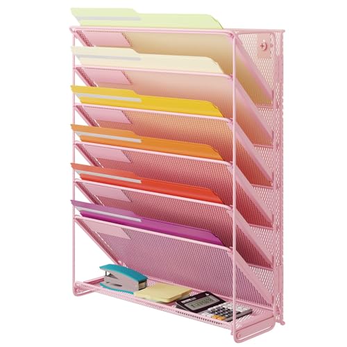 Kuntine.B Wall File Organizer (Pink, 7 Tier) - color: Pink, size: 7 Tier