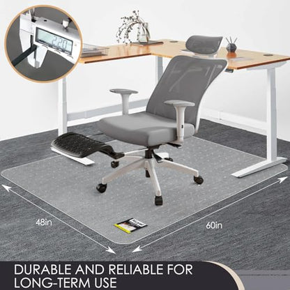 Kuyal Office Chair Mat for Carpet, 48x60 Clear Heavy Duty Computer Chair Mat, Under Desk Protector Carpeted Floors Mat, Easy Chair Movement,Ship Flat - size: 48" X 60"