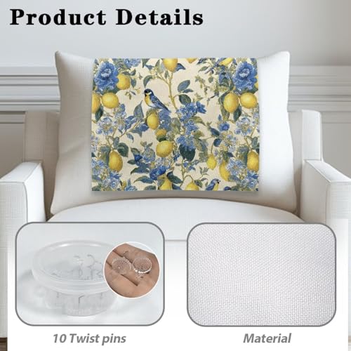 Blue Lemon Bird Flower Print Recliner Headrest Protectors, Anti-Wear Sofa Headrest Protective Cover for Furniture Slipcovers Headrest Cover for Sofa Furniture Chair Theater Seat - color: Blue Lemon Bird Flower