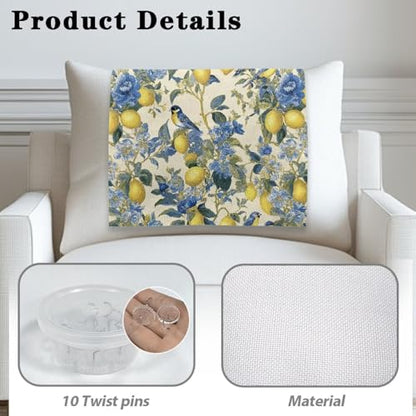 Blue Lemon Bird Flower Print Recliner Headrest Protectors, Anti-Wear Sofa Headrest Protective Cover for Furniture Slipcovers Headrest Cover for Sofa Furniture Chair Theater Seat - color: Blue Lemon Bird Flower