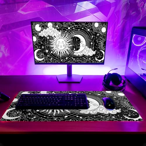 Magic Astrology Extended Big Mouse Pad Large, Gaming Mouse Pad Desk Pad,27.6x11.8 Inch Long Computer Keyboard Mouse Mat Black Mousepad with 3mm Non-Slip Base and Stitched Edge for Gaming and Office - color: Magic Astrology