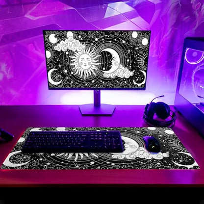 Magic Astrology Extended Big Mouse Pad Large, Gaming Mouse Pad Desk Pad,27.6x11.8 Inch Long Computer Keyboard Mouse Mat Black Mousepad with 3mm Non-Slip Base and Stitched Edge for Gaming and Office - color: Magic Astrology