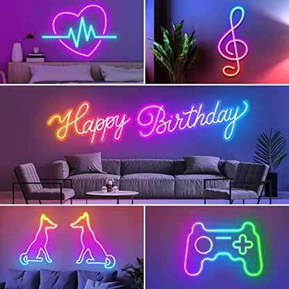 AILBTON 50Ft Neon Rope Lights,Flexible Led Rope Lights Control with App/Remote,Multiple Modes Music Sync Gaming RGB Led Neon Lights for Bedroom Outdoor - size: 50FT