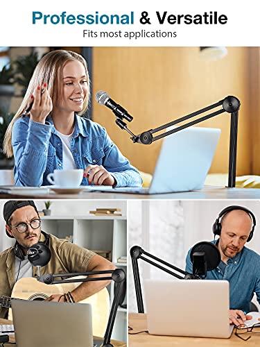 InnoGear Microphone Arm Stand, Heavy Duty Mic Arm Microphone Stand Suspension Scissor Boom Stands with Mic Clip and Cable Ties for Blue Yeti Snowball Hyper X QuadCast SoloCast Fifine Gaming (Medium) - size: Medium