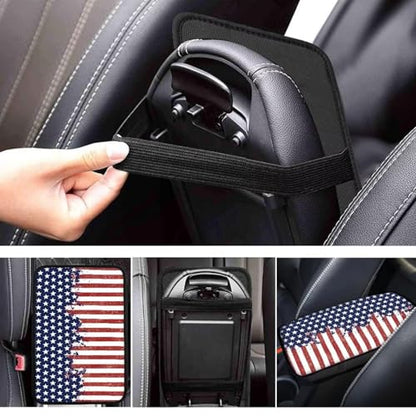 Wanyint Car Center Console Cover, 4th of July Patriotic Armrest Cover Auto Armrest Cushion Seat Box Pad Unversal Fit for Most Trucks SUV Sedans, American Flag Splatter - color: American Flag Splatter