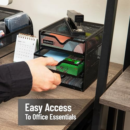 Mind Reader Desktop Accessory Storage, Desk Supplies, Organizer, Office, Metal Mesh, 6.25" L x 6.5" W x 6.5" H, Black - size: 6.25"L x 6.5"W x 6.5"H