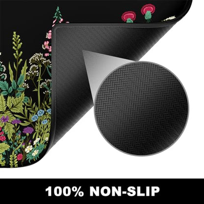 BOSOBO Large Mouse Pad, Desk Pad, XXL XL Extended Gaming Mouse Pad, Desk Mat for Office & Home, Long Keyboard Mat, Huge Mouse Pad, Desktop Full Cover 31.5 x 11.8 Inches, Silent Midnight Flowers Black - color: Silent Midnight Flowers, size: XL - 31.5 x 11.
