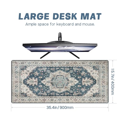 Baziabbo Desk Mat,XXL Extended Large Mouse Pad,Gaming Mousepad with Stitched Edge,Non-Slip Rubber Base Keyboard Desk Pad for Home Office Study Game (Neutral) - color: Neutral