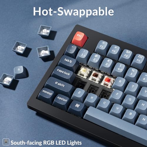 Keychron V5 Max Custom Wireless Mechanical Gaming Keyboard with Number Pad, 96% Layout QMK/VIA 2.4 GHz/Bluetooth 5.1/Wired, RGB Backlit Hot-Swappable Gateron Banana Switch for Mac Windows Linux - color: Gateron Jupiter Banana Switch