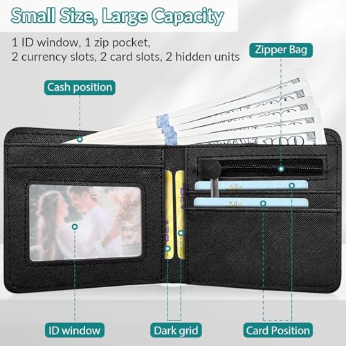 EXXBYELI Boys Wallet Gamepad Leather Wallets Credit Id Card Cash Holder Black Rfid Blocking Zipper Cute Cool Funny Aesthetic Wallets With Coin Pocket Id Window Teen Wallets for Boys Teenager Wallet - color: game-black