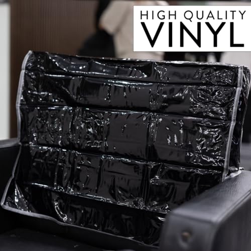 Betty Dain Salon Chair Cover 3 Pack, Protects Spa/Salon Chair Upholstery from Stains, Chemicals, Moisture, and Wear, Round, One Size Fits Most, Durable Vinyl, Black - size: 3 Pack, style: Round