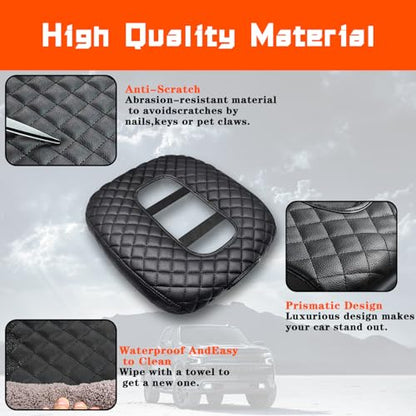 Center Console Cover Compatible with 2019 2020 2021 2022 2023 2024 2025 Chevy Silverado/GMC Sierra Accessories, Leather Cover Center Console Lid Protector