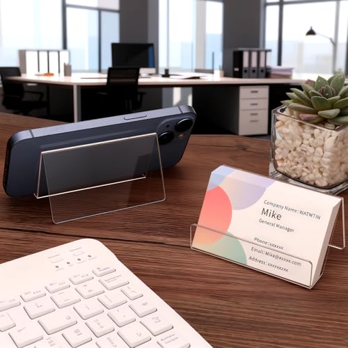 3 Pcs Acrylic Business Card Holder for Desk, Desktop Business Card Stand, Clear Name Cards Display Holder for Exhibition Accessories Home Office, Capacity: 50 Cards - color: Transparent-3pcs