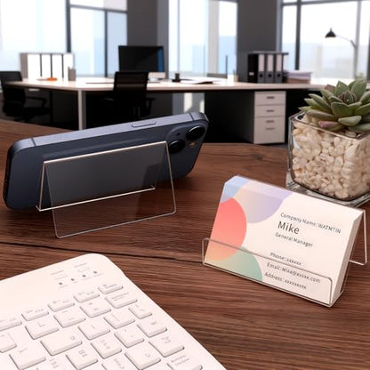 3 Pcs Acrylic Business Card Holder for Desk, Desktop Business Card Stand, Clear Name Cards Display Holder for Exhibition Accessories Home Office, Capacity: 50 Cards - color: Transparent-3pcs