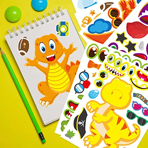 27 Sheet Dinosaur Stickers, Make Your Own Dinosaur Stickers for Kids，Make a Face Stickers Dinosaur Birthday Party Supplies,DIY Project Dino Theme Birthday Party Favor for Kids - style: Dinosaur Stickers