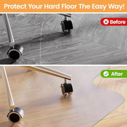 Yecaye Desk Chair Mat for Hardwood Floor, Office PVC Computer Chair Mat, Floor Protector for Rolling Chairs (Transparent, 48" x 60") - size: 48" x 60"